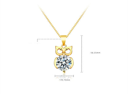 Women's Necklace 18k Gold Plated Owl Flash Diamond