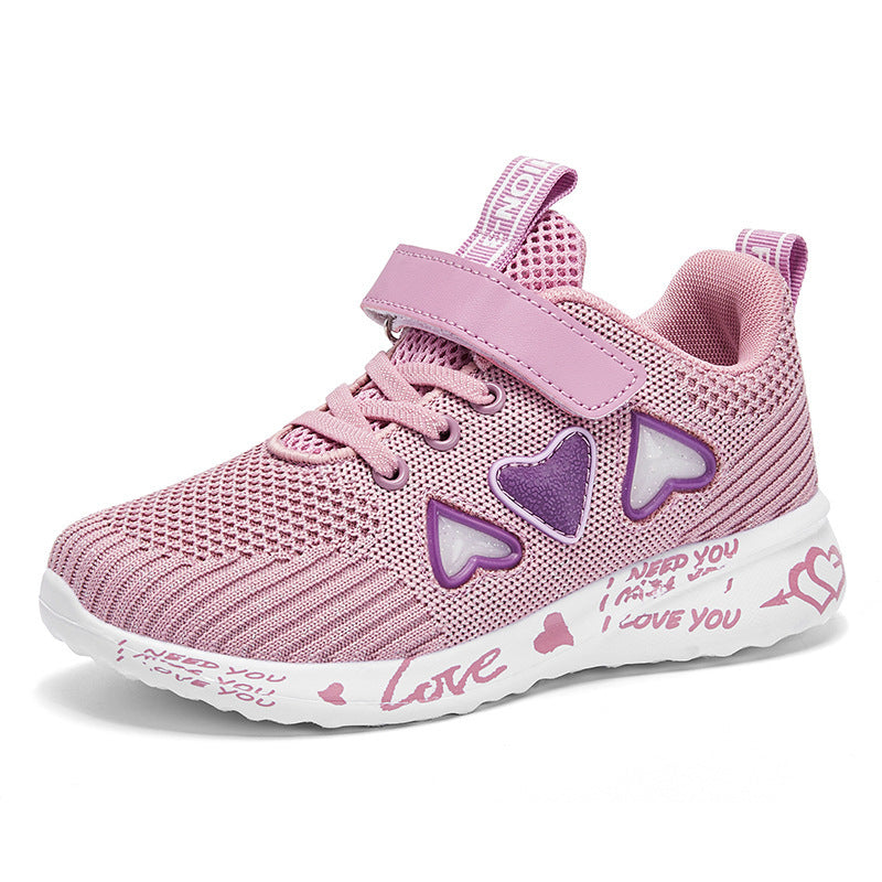 Kid's Casual Light Mesh Sneakers Cute Heart Design
