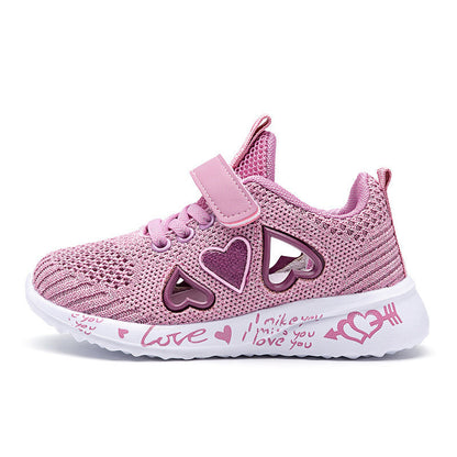 Kid's Casual Light Mesh Sneakers Cute Heart Design