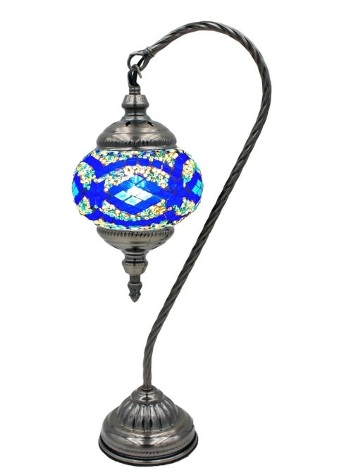 Mosaic Turkish Moroccan Glass Silver Base Swan Lamp ( WITHOUT BULB )