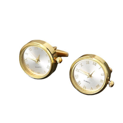 Men's Light Luxury Clock Rotatable Golden Cufflinks