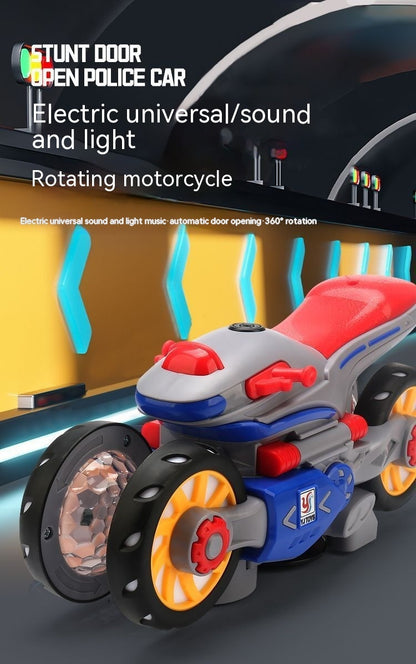Kid's Motorcycle Stunt Rotating Universal Car Light Music Toy