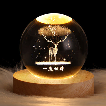 Luminous Starry Sky And Planets Moon Crystal Ball Small Night Lamp