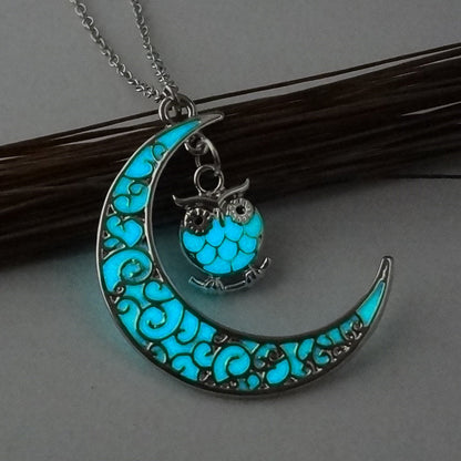Multi-Colored Moonlit Owl Necklace