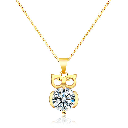Women's Necklace 18k Gold Plated Owl Flash Diamond