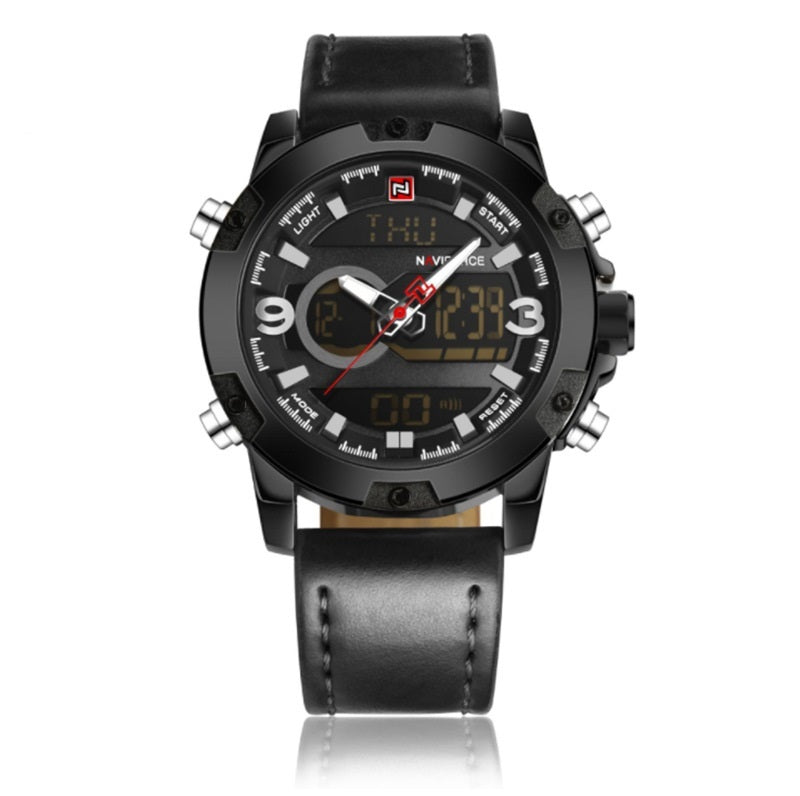 Men's Sport Leather Digital Army Military Watch