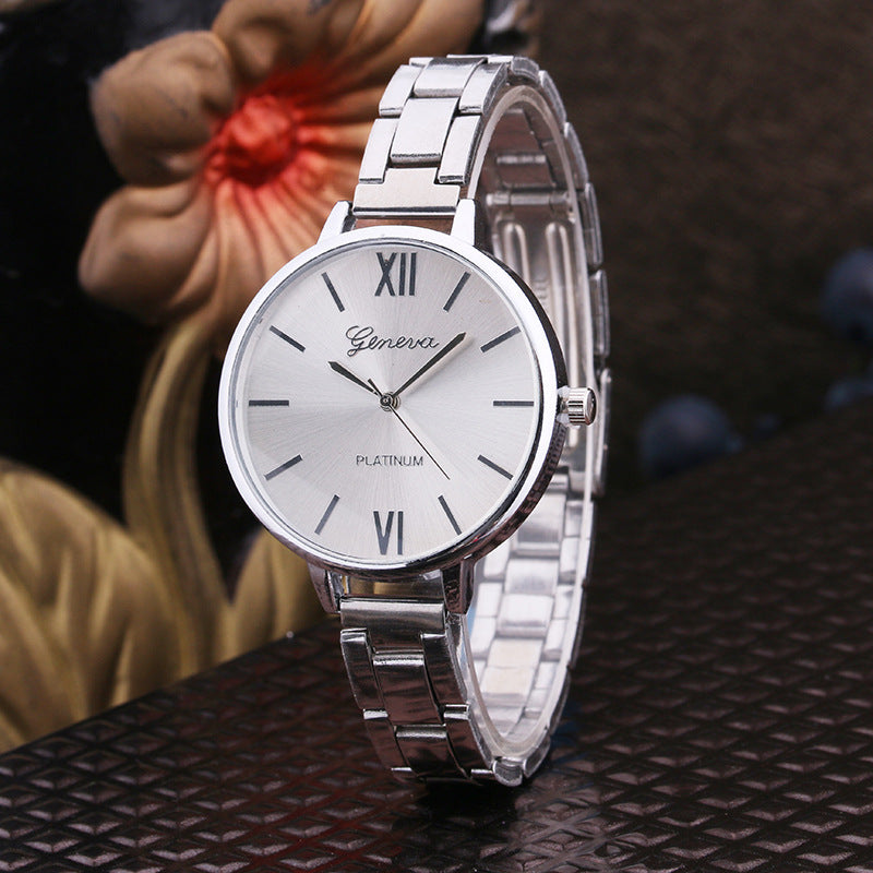 Unisex Geneva Large Dial Slim Band Quartz Watch