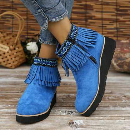 Women's Fashion Suede Thick Bottom Small Wedge Boots