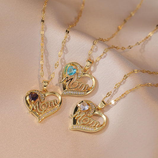 Mother's Day Zircon Heart Flower Necklace