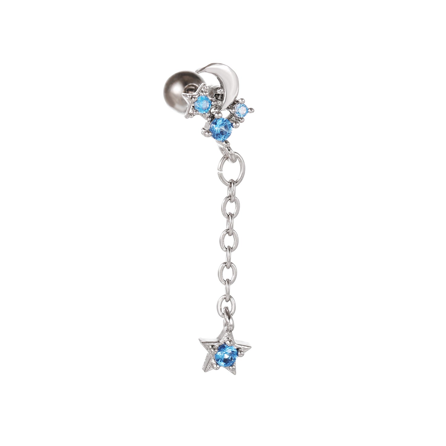 Fashion Jewelry Tassel Star Moon Micro Inlaid Zircon Earrings