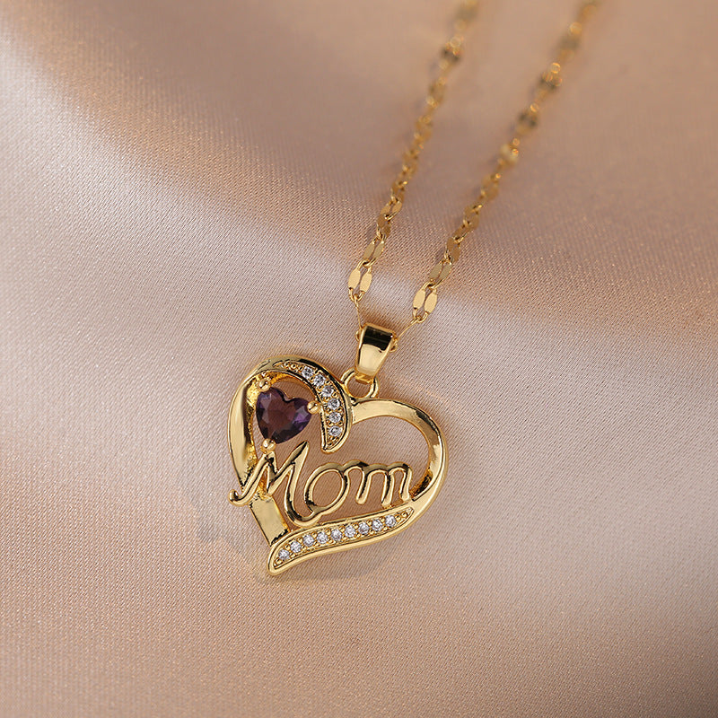 Mother's Day Zircon Heart Flower Necklace