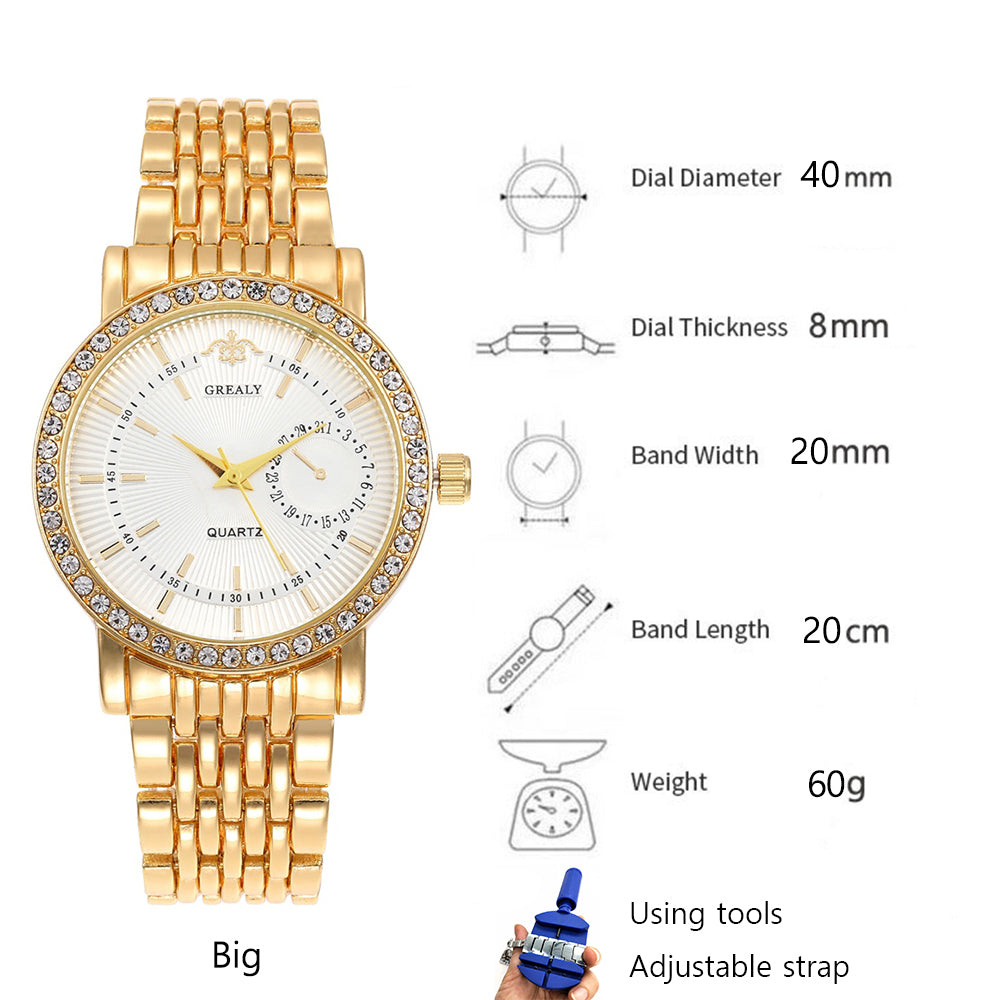 Men's - Women's Fashion Luxury Diamond Lovers Analog Watch