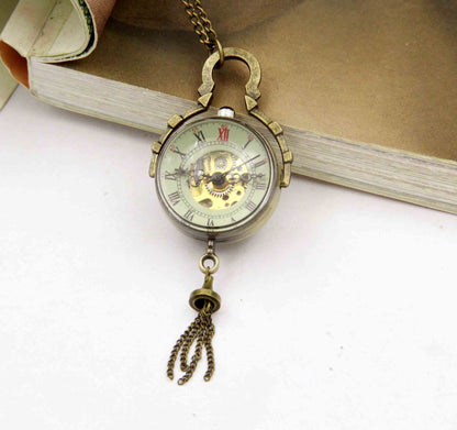 Antique Clear Crystal Ball Hollow Mechanical Pocket Watch