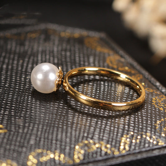 Women's 18K Gold Plated Pearl Ring