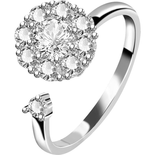 Women's S925 Sterling Silver Empress Diamond Spinner Ring