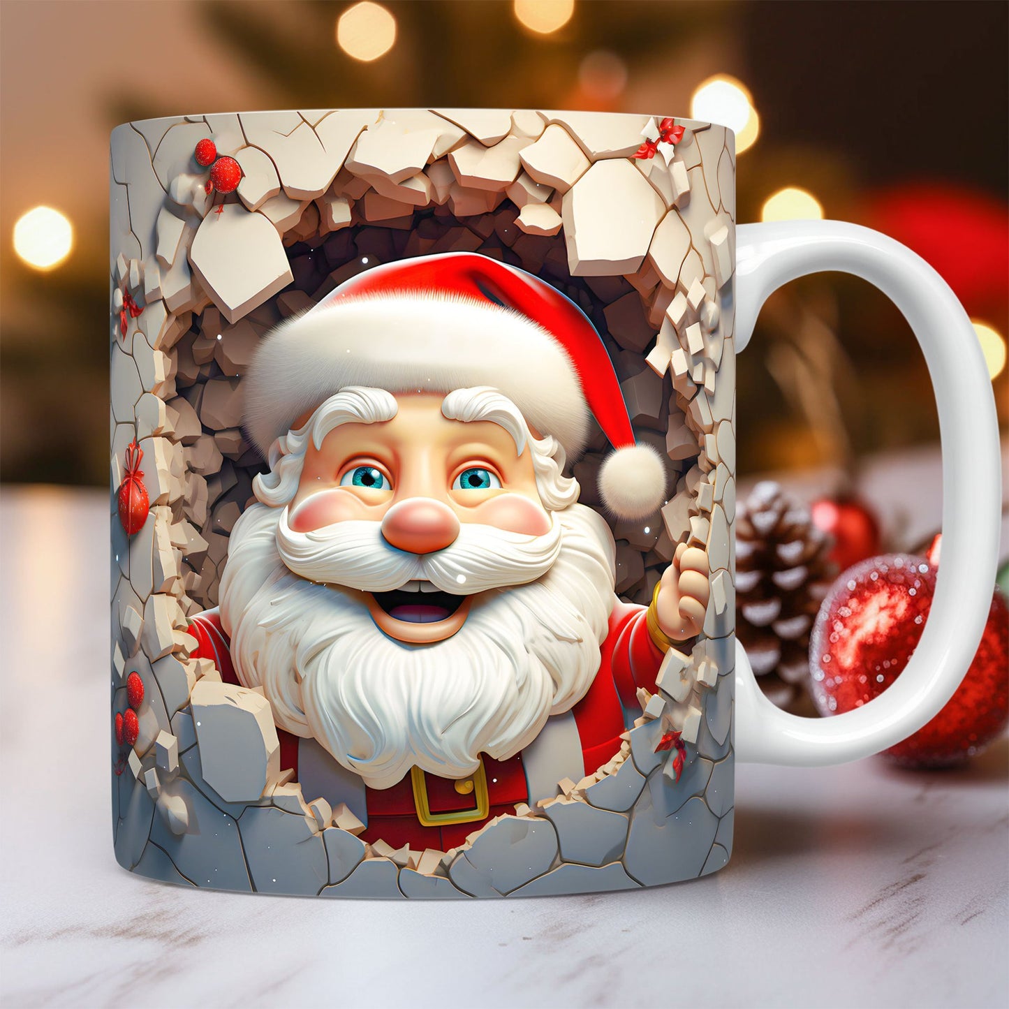 Christmas Theme Ceramic 3D Santa Claus Coffee Cups