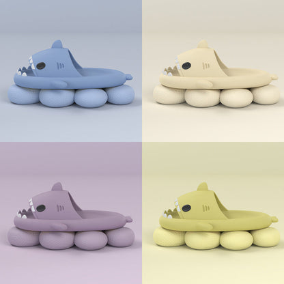 Unisex Adult's 4cm Thick Sole Slippers Funny Shark Cartoon