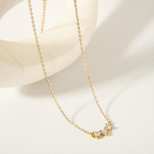 Gold Plated Heart-Shaped Diamond Necklace