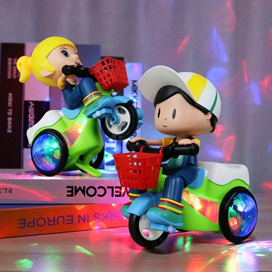 Kids Spinning Stunt Dancing Motorcycle Cartoon Interactive Toy With Music Light