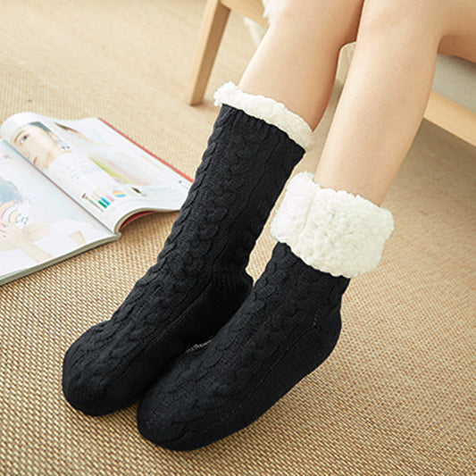 Unisex Super Soft Warm Cozy Fleece Lined Grippers Slipper Socks