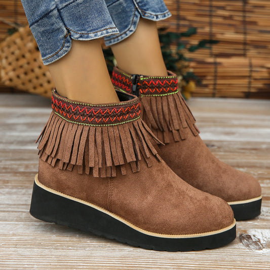 Women's Fashion Suede Thick Bottom Small Wedge Boots