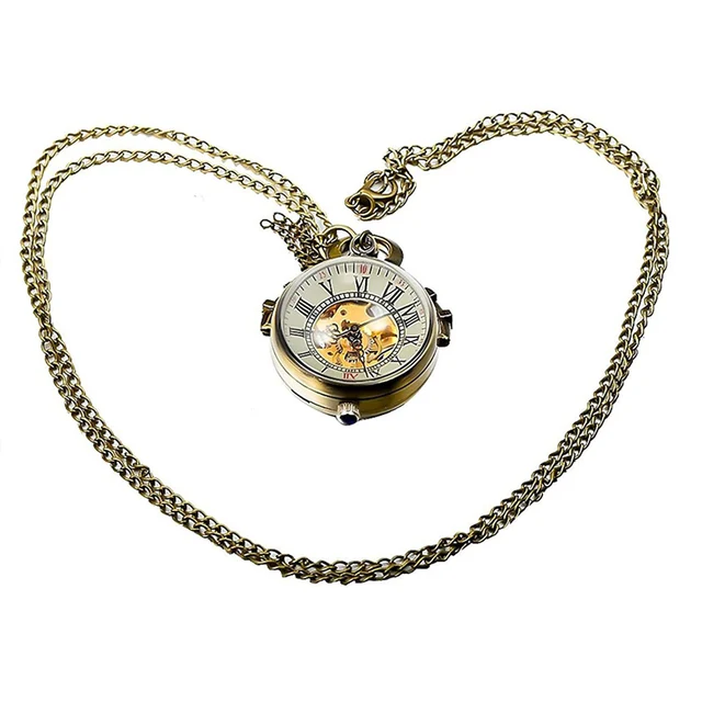 Antique Clear Crystal Ball Hollow Mechanical Pocket Watch