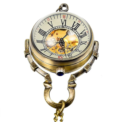 Antique Clear Crystal Ball Hollow Mechanical Pocket Watch