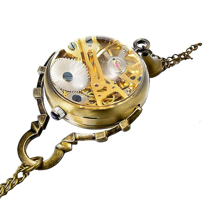 Antique Clear Crystal Ball Hollow Mechanical Pocket Watch