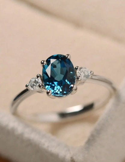 Women's 1.16ct London Blue Zultanite Six Diamond Silver Ring